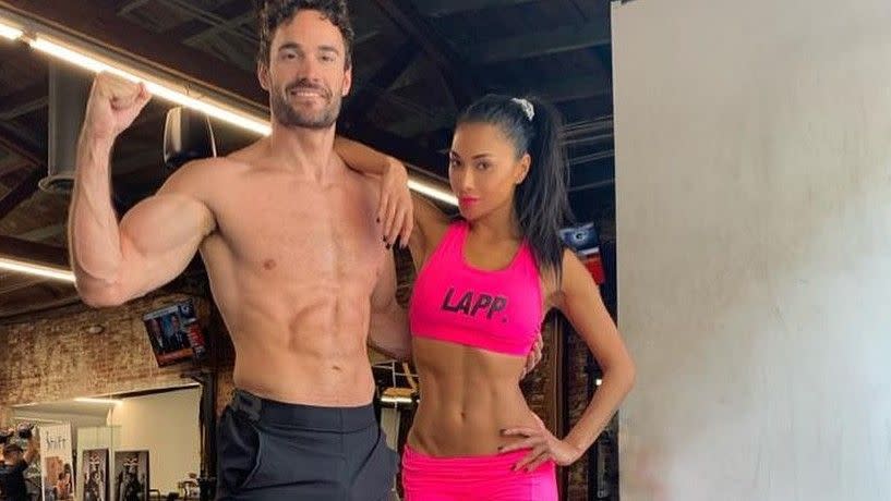 Nicole Scherzinger and Thom Evans flaunt muscles