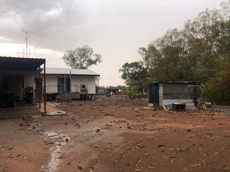 Houses in Nyngan, Australia are pictured after a duststorm and rain