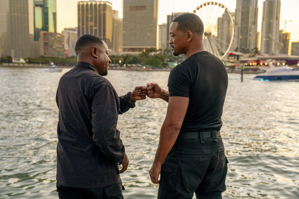This image released by Sony Pictures shows Martin Lawrence, left, and Will Smith in a scene from "Bad Boys: Ride or Die." (Frank Masi/Columbia-Sony Pictures via AP)