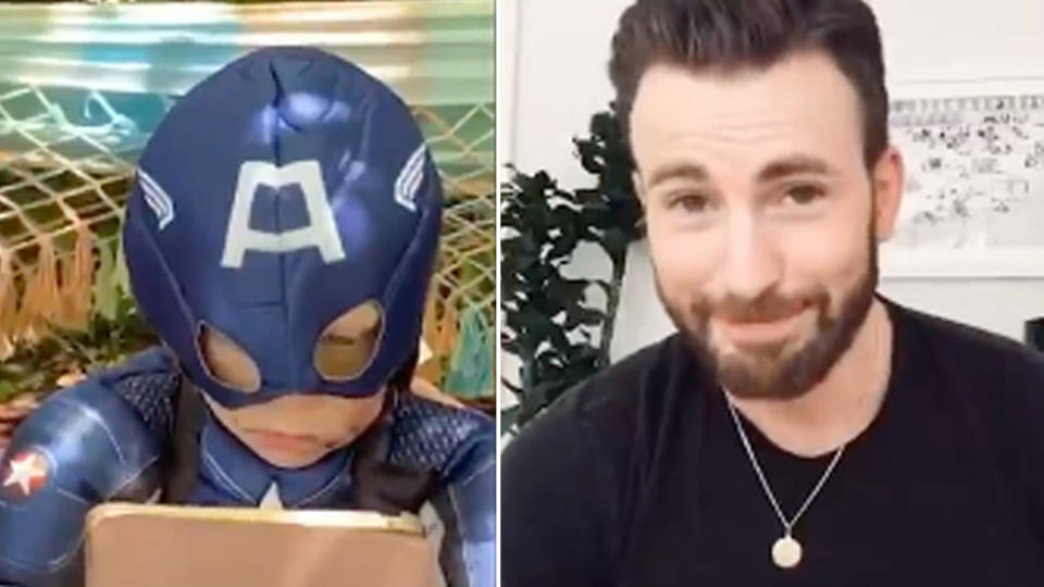 Bridger is seen watching the video of Captain America actor Chris Evans