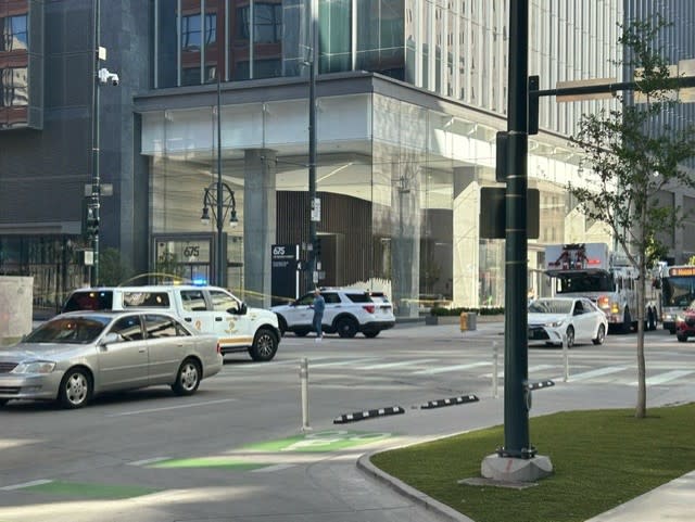 The Denver Police Department is investigating how and why a glass window broke from a tall building downtown on Sunday. (Photo courtesy: Vincent M)