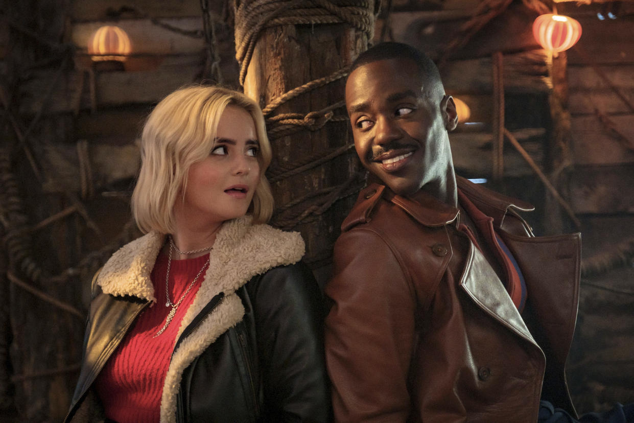Doctor Who Christmas Special 2023,16-11-2023,Xmas preview,Xmas preview,Picture Shows: The Doctor (Ncuti Gatwa) and Ruby Sunday (Millie Gibson),**STRICTLY EMBARGOED UNTIL 28TH NOVEMBER 2023**,BBC Studios 2023,Lara Cornell