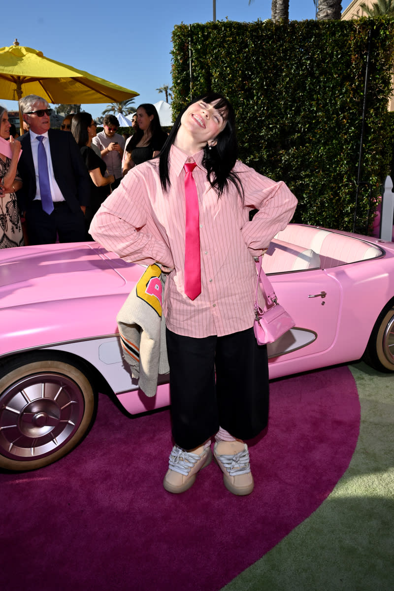 Billie Eilish at the premiere of "Barbie" held at Shrine Auditorium and Expo Hall on July 9, 2023 in Los Angeles, California.