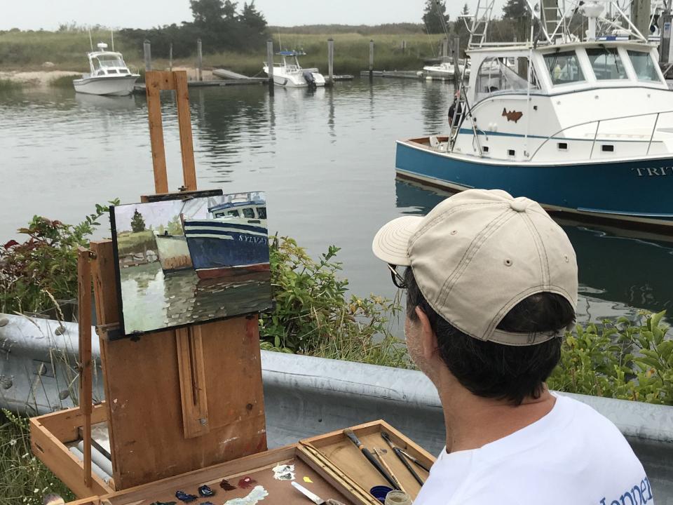 Paul Schulenburg painting at Rock Harbor in Orleans