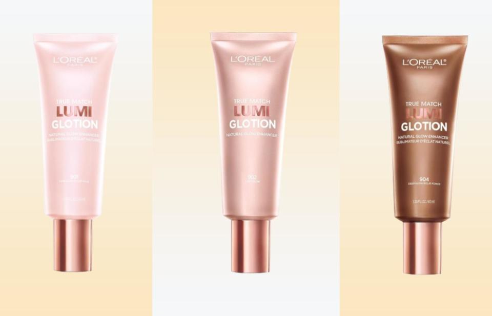 loreal lumi glotion tubes in 3 different shades