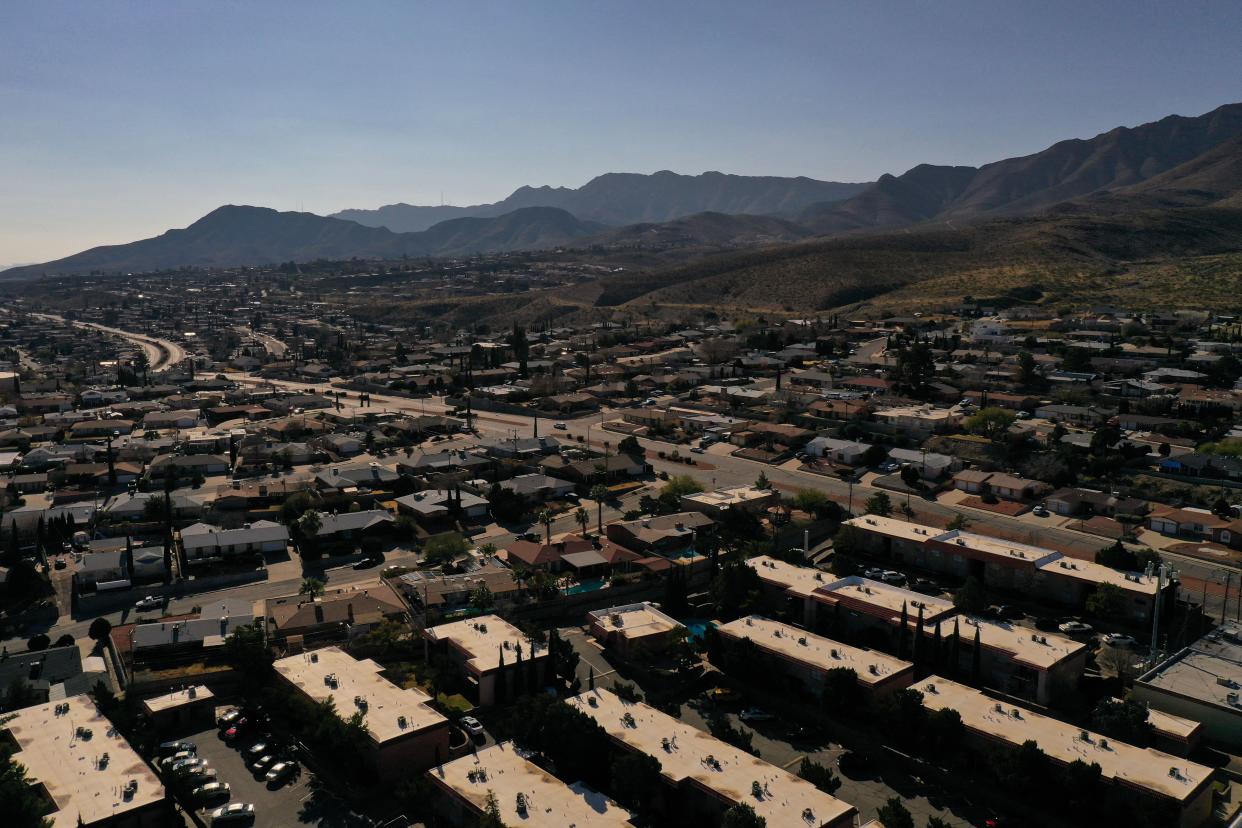 An aerial view shows homes and apartments in a neighborhood in El Paso, Texas, on December 19, 2022. - Housing starts data about new home construction is expected this week from the Commerce Department while mortgage interest rates and fears of a recession increased this year. (Photo by Patrick T. Fallon / AFP) (Photo by PATRICK T. FALLON/AFP via Getty Images)