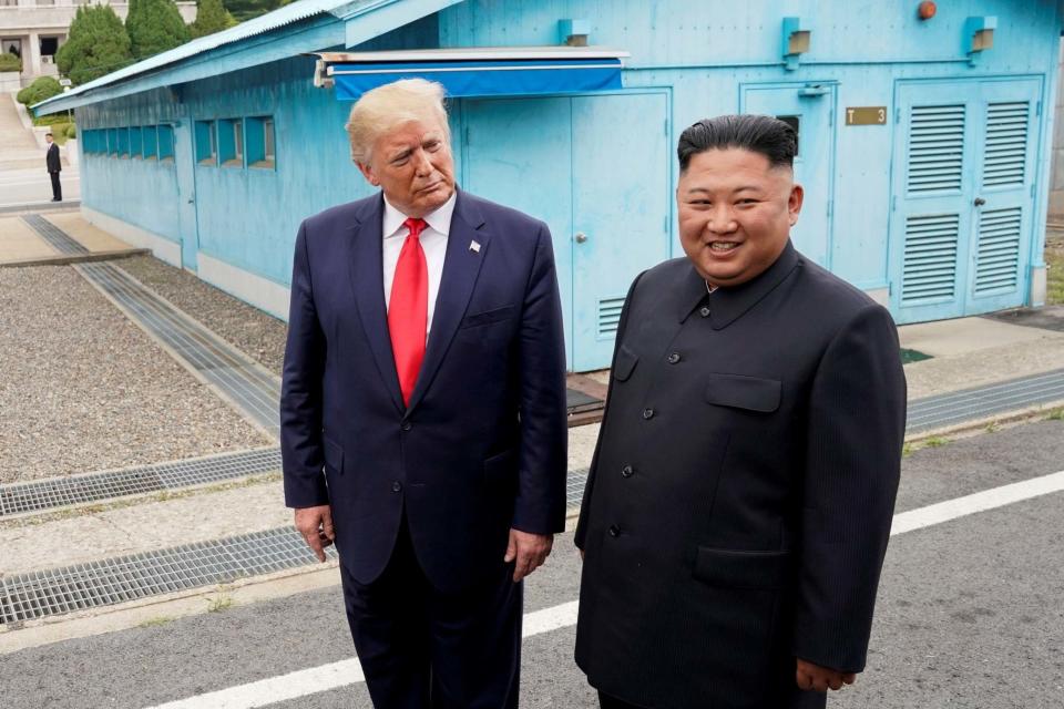 Donald Trump met with Kim Jong-Un at the demilitarized zone separating the two Koreas (Reuters )