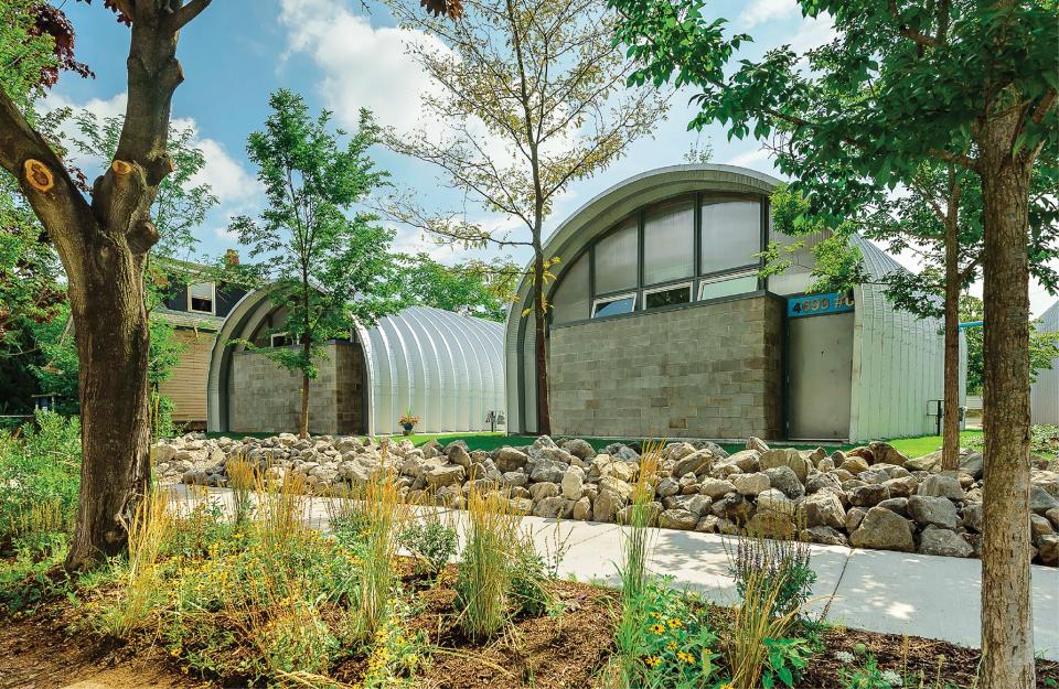 A view of the Quonset hut.