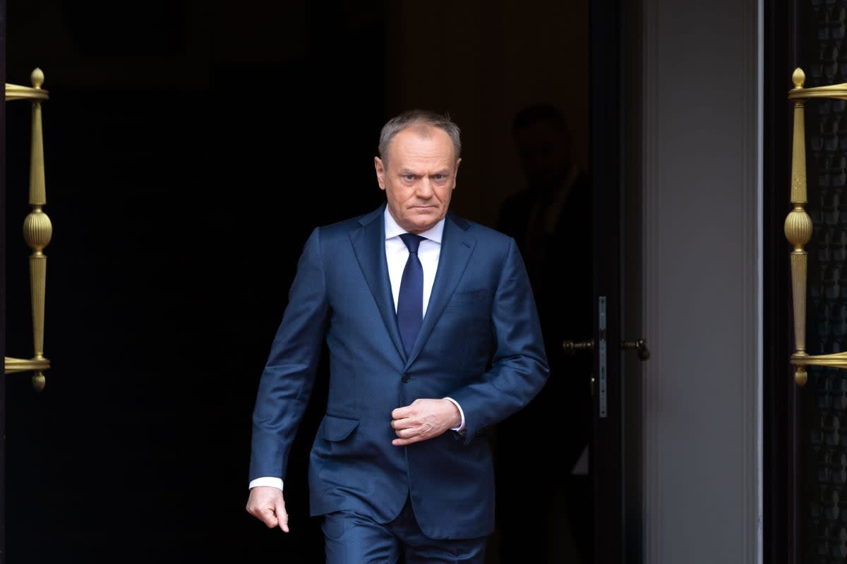 Donald Tusk arrives for talks with Ukraine in Warsaw on Thursday (Andrzej Iwanczuk/NurPhoto/Shutterstock)