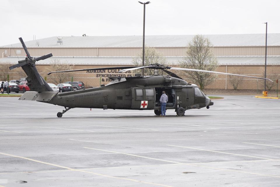 People, including Adrian College students, were able to check out and tour the interior of several military and combat vehicles Friday, April 12, 2024, during Adrian College's second annually scheduled "Meet the Army Community Day."