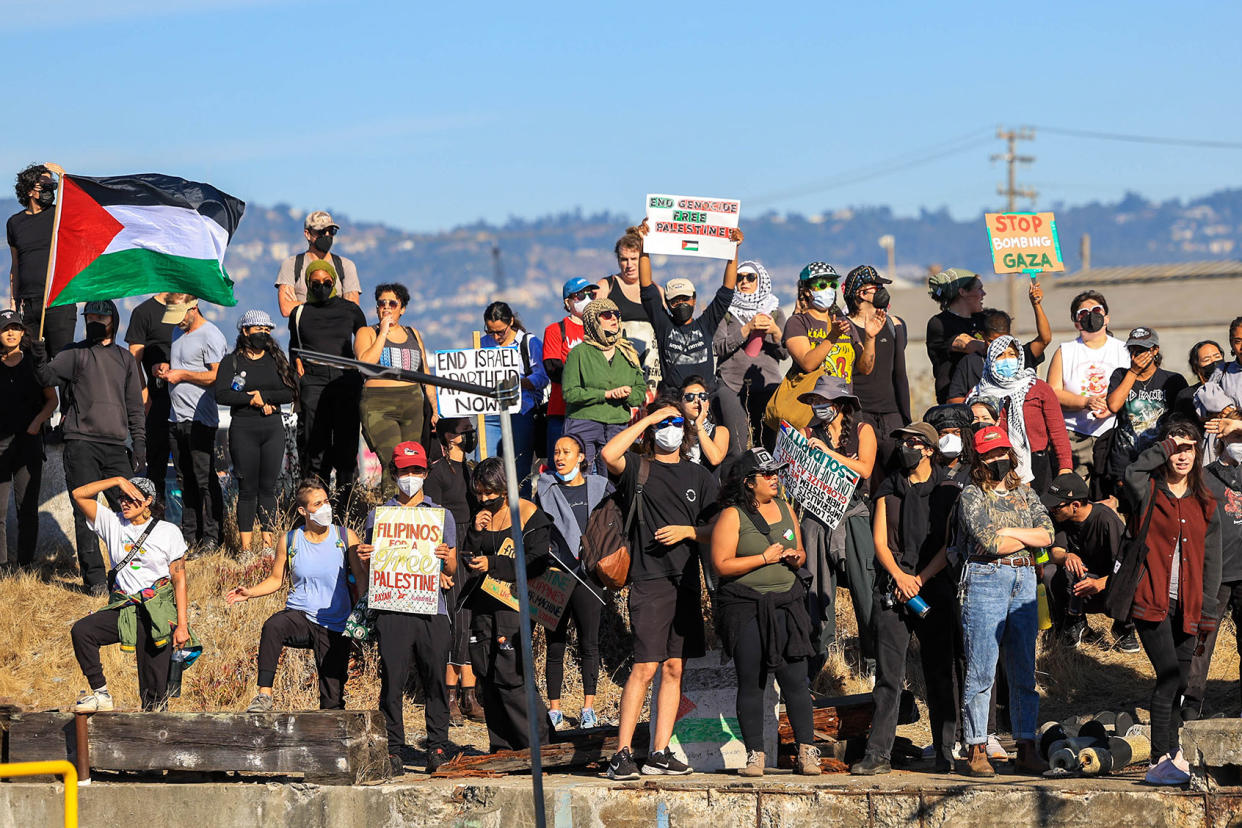 Pro-Palestinian protesters block Port of Oakland Ray Chavez/MediaNews Group/The Mercury News via Getty Images