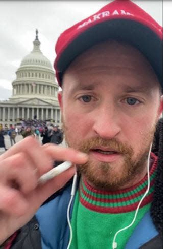 Patrick Stedman of Haddonfield is shown in a video made during the January 2021 riot at the U.S. Capitol.
