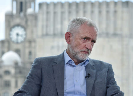 Britain's opposition Labour Party leader Jeremy Corbyn appears on BBC TV's The Andrew Marr Show in London, Britain May 19, 2019. Jeff Overs/BBC/Handout via REUTERS