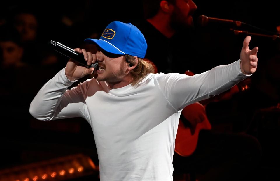 Morgan Wallen performs during his new album release show “One Thing At A Time’ at Bridgestone Arena on Friday, March 3, 2023, in Nashville, Tenn.  