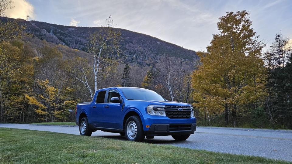 blue ford maverick new england fall colors tour