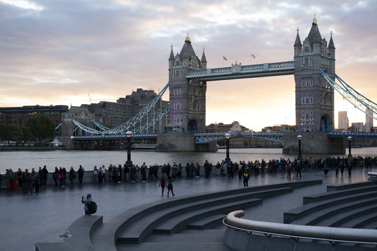 Waiting in line: queues at Tower Bridge  (PA Wire)