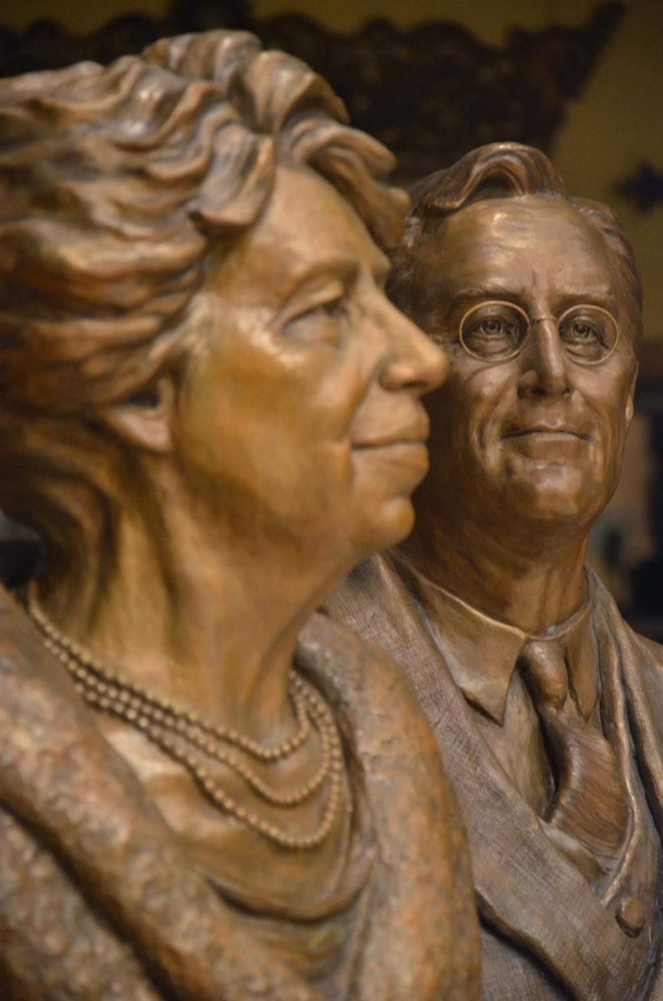 Busts of Eleanor and Franklin Delano Roosevelt in the entry to the FDR Presidential Library and Museum were  created by sculptor Carolyn Palmer, a Chester, New York native.