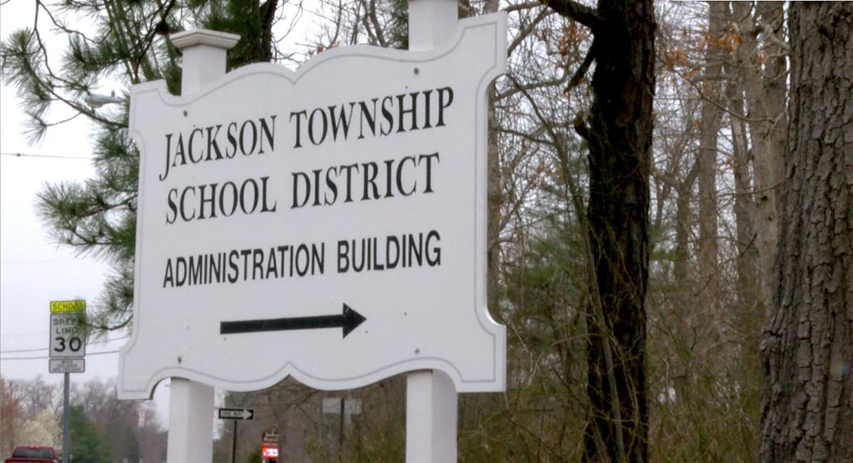 A sign for the Jackson Township School District administration building on Thursday, April 19, 2018.