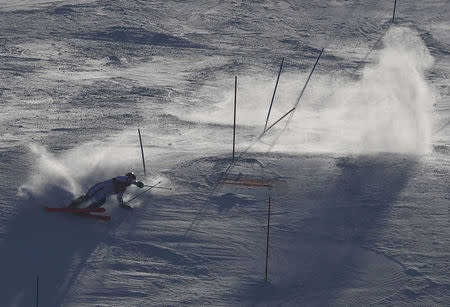 Alpine Skiing - Pyeongchang 2018 Winter Olympics - Men's Slalom - Yongpyong Alpine Centre - Pyeongchang, South Korea - February 22, 2018 - Marcel Hirscher of Austria crashes. REUTERS/Kai Pfaffenbach
