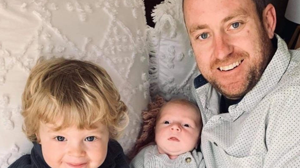 Jarrod Fox (right), 37, was a loving father to his two sons, two-year-old Archer (left) and baby Jasper (centre).