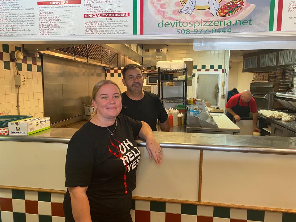 Devito's owners Dawn and Michael Cashman have been providing freshly made pizza at 4 Taunton Green for 13 years, seen here on Aug. 27, 2021.