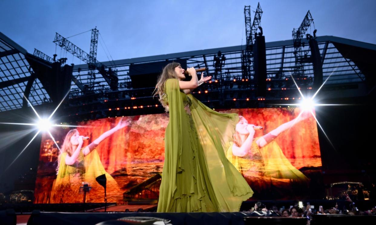 <span>Taylor Swift on stage in Liverpool during her Eras tour.</span><span>Photograph: Gareth Cattermole/TAS24/Getty for TAS</span>