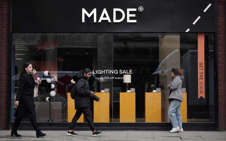 The Made.com store in Charing cross Road, London as up to 700 jobs are at risk after the online furniture firm revealed it is set to appoint administrators following a failure to secure a rescue deal. The company said its operating arm, Made.com Design Ltd (MDL), has filed a notice to appoint administrators, with PricewaterhouseCoopers lined up, while shares in the London-listed group have been suspended. Picture date: Tuesday November 1, 2022 - Yui Mok/ PA