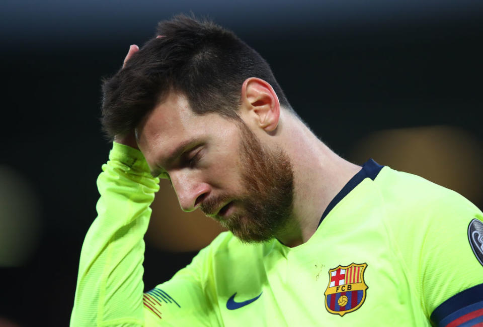 Lionel Messi, capitán del Barcelona, se fue del estadio del Liverpool sin dar declaraciones. (Photo by Clive Brunskill/Getty Images)