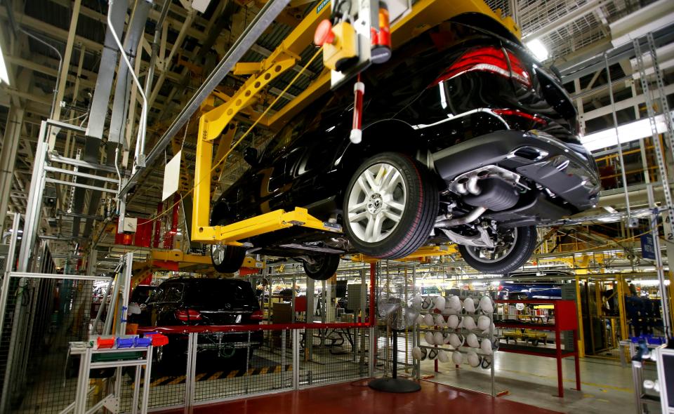 Mercedes-Benz SUV's are seen during the 20-year celebration at Mercedes-Benz U.S. International at the plant in Vance on Thursday, Sept. 21, 2017.