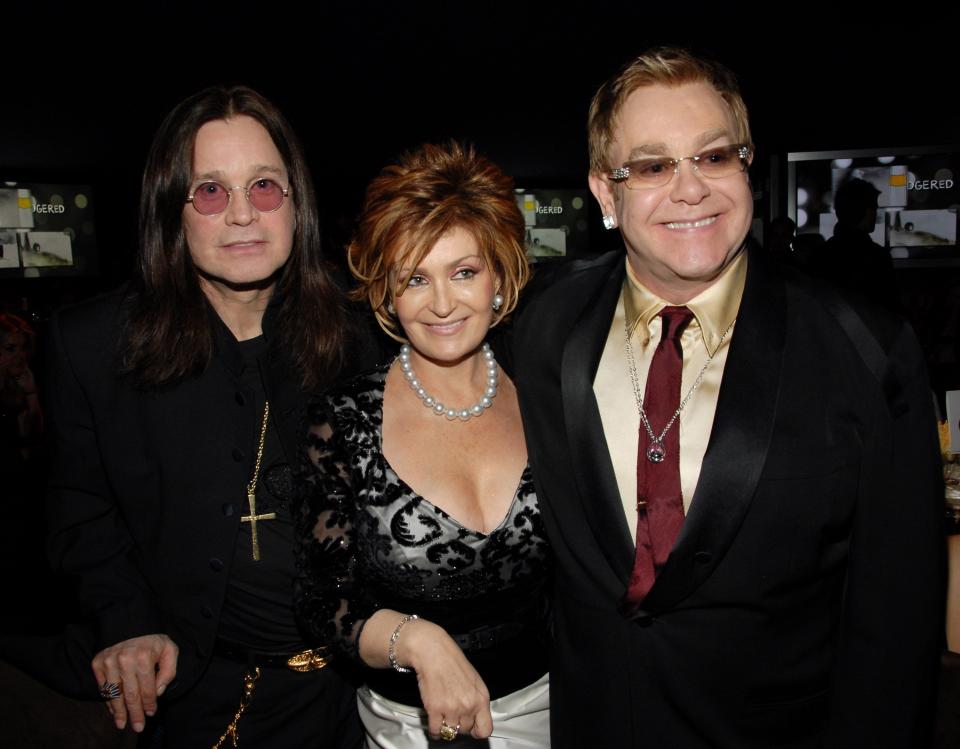 Ozzy Osbourne, Sharon Osbourne, and Elton John