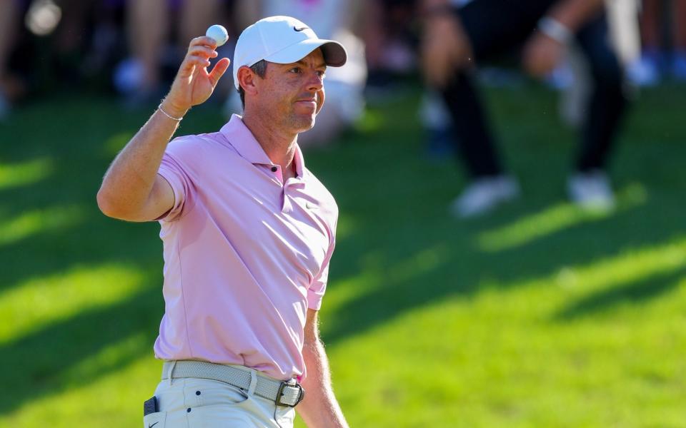 Rory McIlroy eagle perfect bunker shot in dominant Wells Fargo Championship win