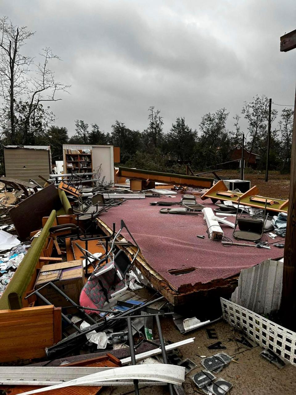 PHOTO: This photo provided by Bay County Sheriff's Office shows storm damage around around Panama City Beach, Fla., in Bay County, on Jan. 9, 2024.  (Bay County Sheriff's Office via AP)