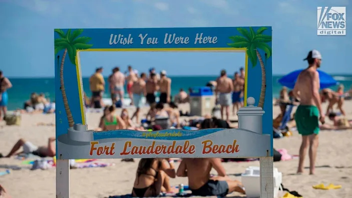 Spring breakers are welcomed to Fort Lauderdale Beach, Florida, on March 17, 2023.