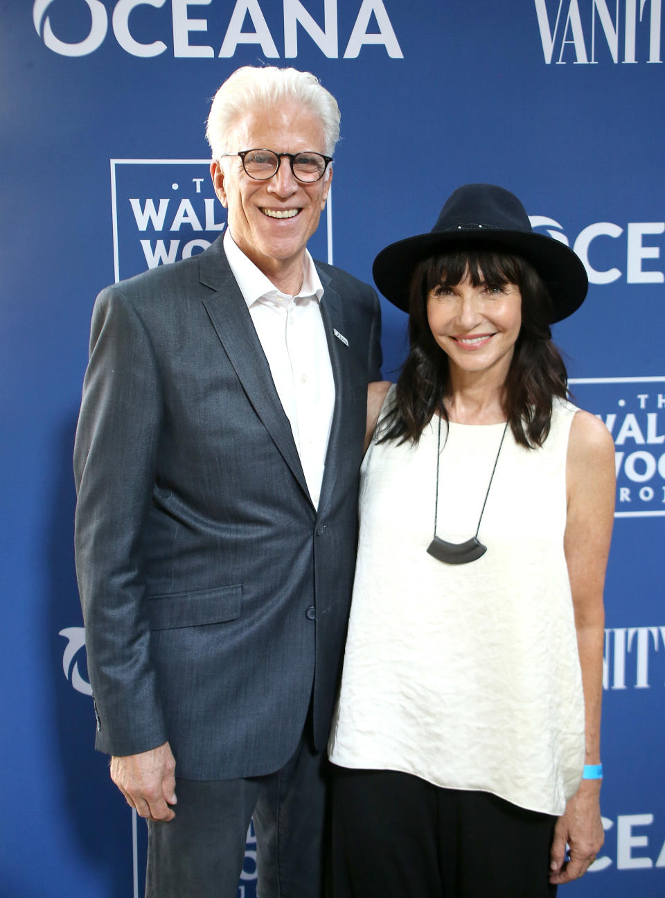 Ted Danson and Mary Steenburgen, pictured at a charity event in July, are only separated on TV. (Photo: Getty Images)