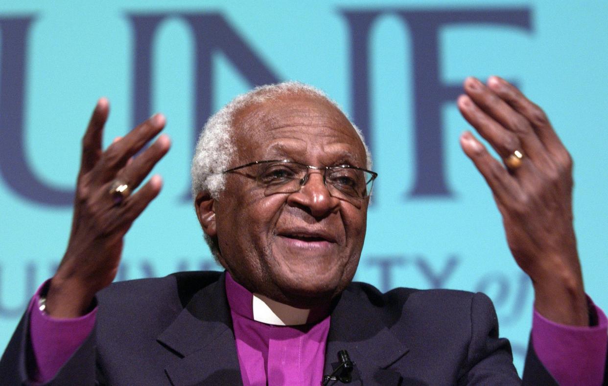 The late Nobel laureate and respected anti-apartheid leader, Archbishop Desmond Tutu, receives an honorary degree in 2005 at the University of North Florida. He previously taught at UNF and also donated his collection of manuscripts and other documents to the university.