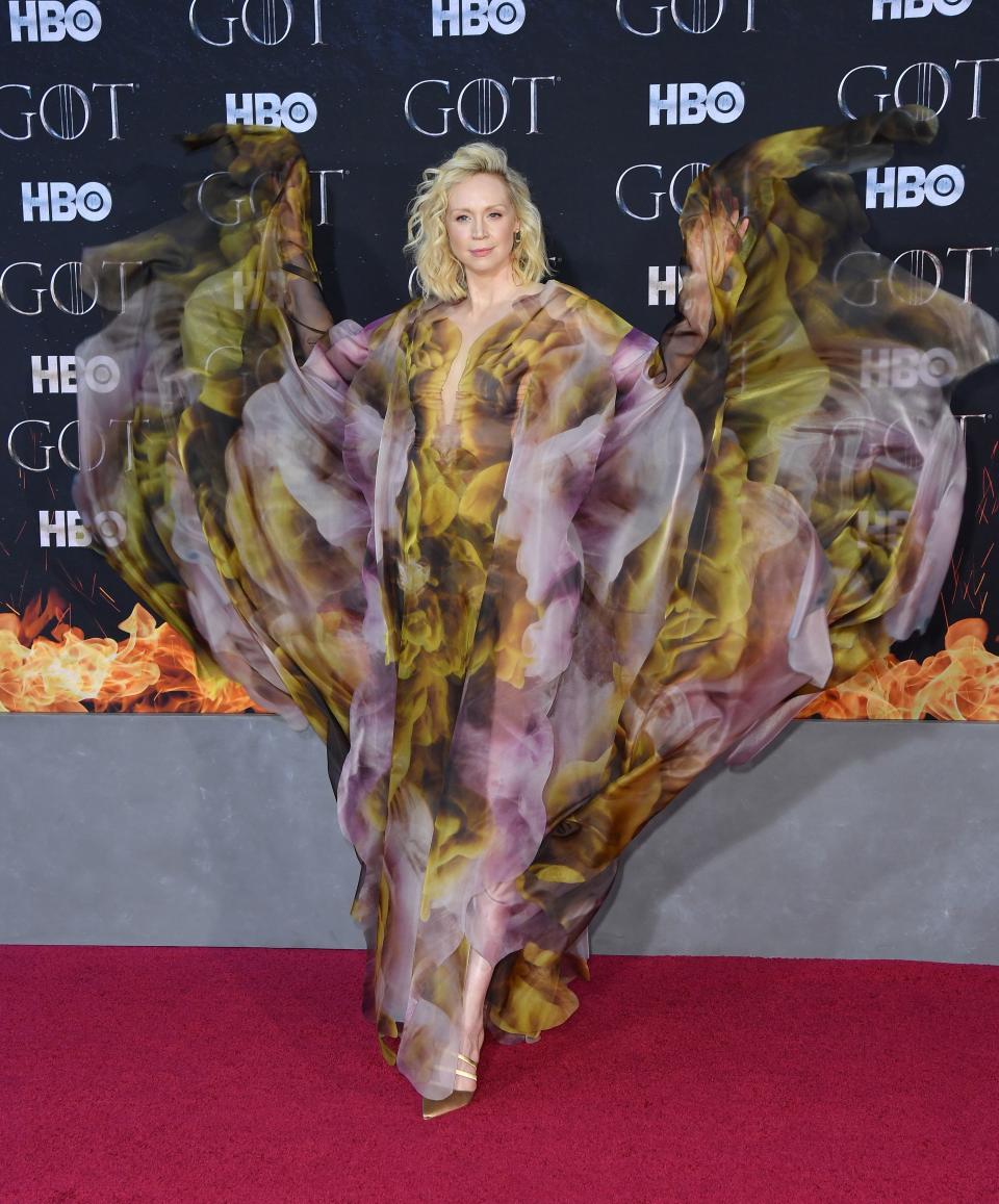 Gwendoline Christie at the New York premiere of Game of Thrones wearing Iris van Herpen