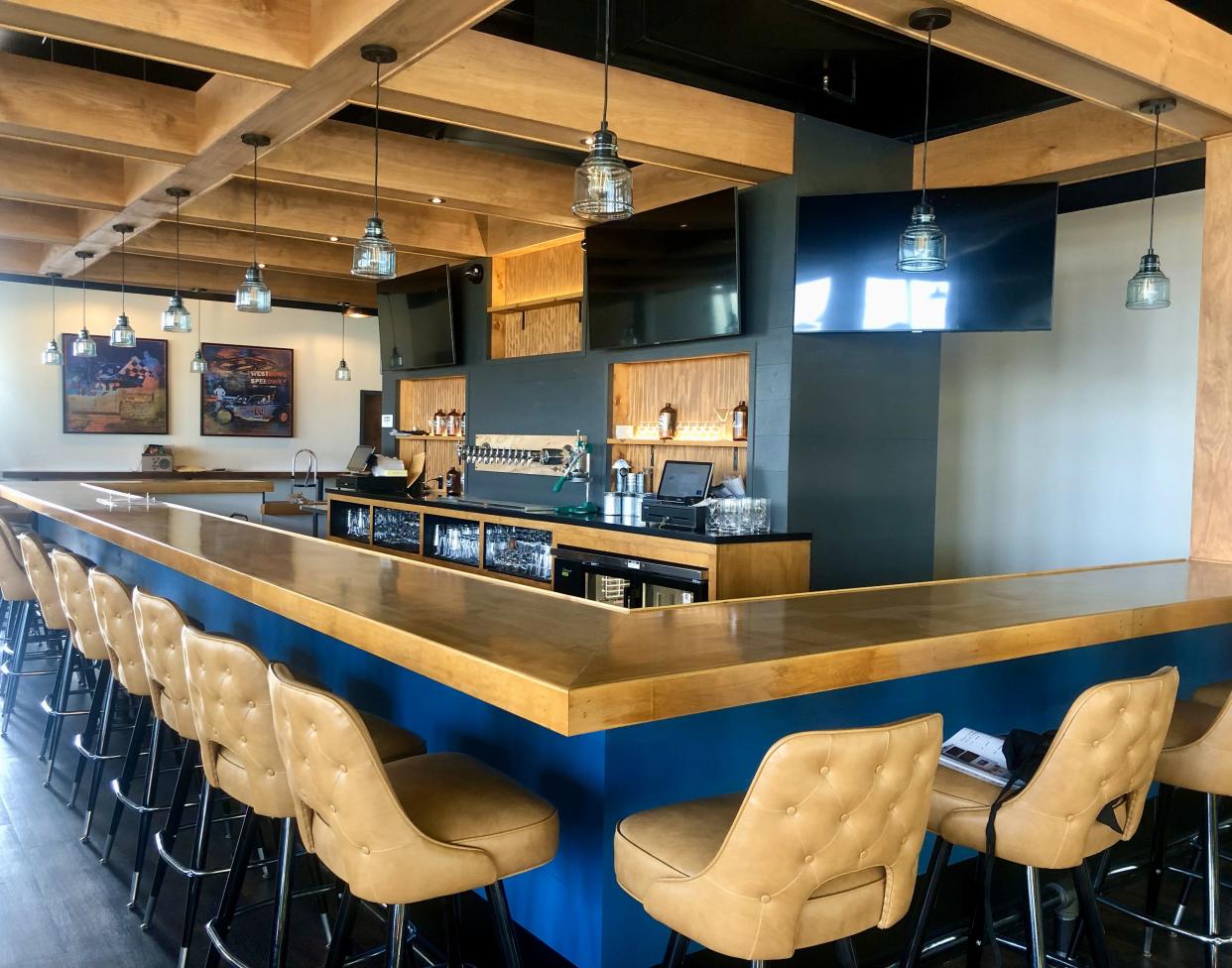 The bar at Cold Harbor Brewing's new Westborough restaurant and brewery is more than twice the size of the one at its old Milk Street taproom.