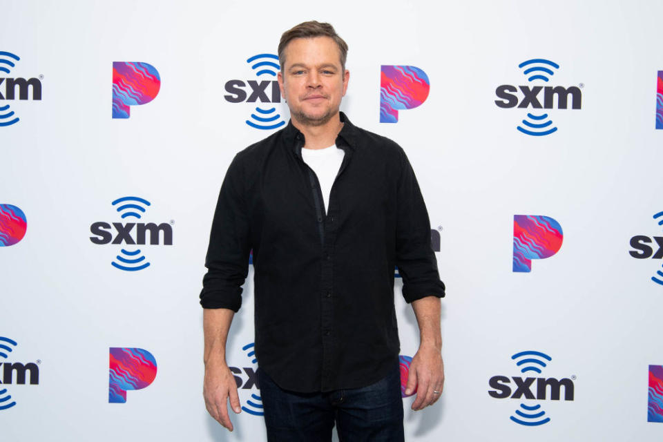 Matt Damon attends 'Matt Damon visits the SiriusXM Hollywood studios