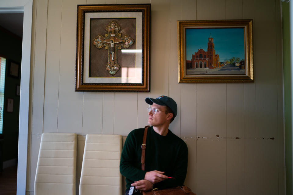 Waiting for a meeting at St. Adalbert Church. (Sarah L. Voisin/The Washington Post)