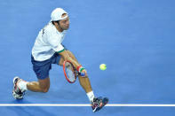 Belgium Tennis - Belgium v Italy - Davis Cup Quarterfinals World Group - Spiroudome, Charleroi, Belgium - 9/4/17. Italy's Paolo Lorenzi in action during his singles match against Belgium's David Goffin. REUTERS/Eric Vidal