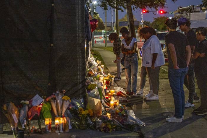 A makeshift memorial for those who died at Astroworld