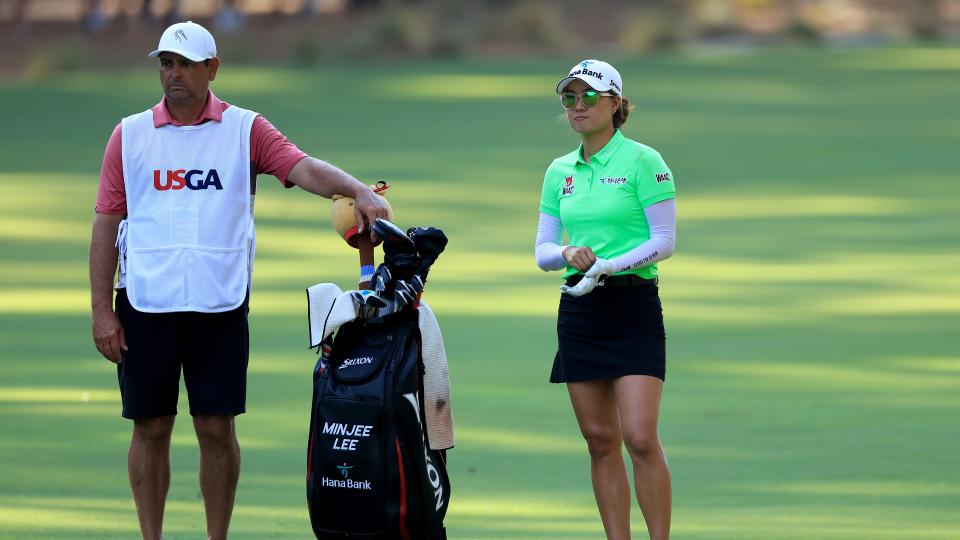 Minjee Lee and caddy, Jason Gilroyed, competing in the 2022 US Women's Open