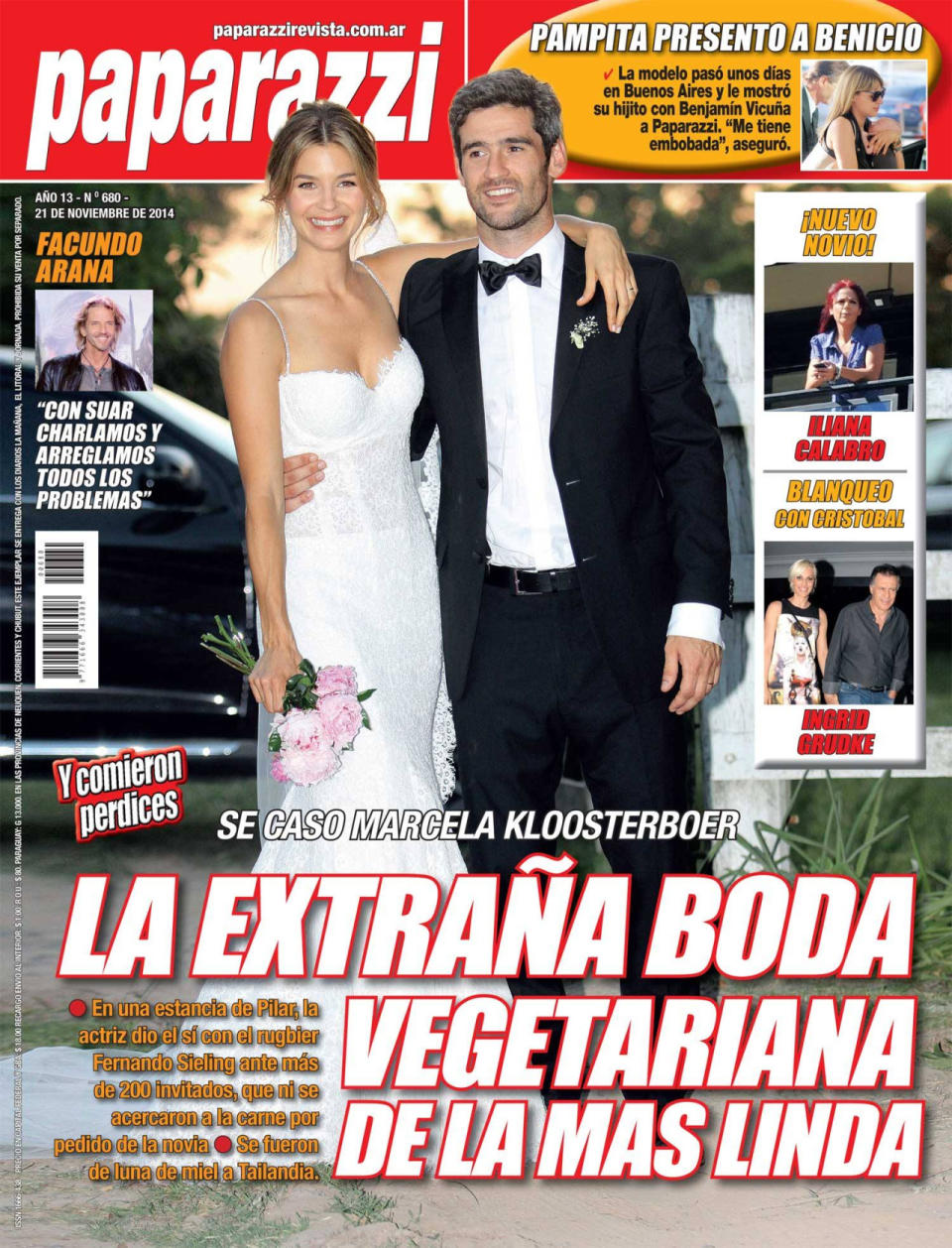 La más linda. La bellísima pareja, radiante de felicidad, empapeló las portadas de las revistas con una boda que sorprendió por su “menú vegetariano”. - Foto: Paparazzi