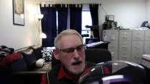 This image from video provided and taken by Barry Mehler shows Mehler during a 14-minute YouTube video at the start of a new term at Ferris State University. Mehler, a professor who was suspended after making a provocative video for his students, is threatening to file a lawsuit if Ferris State University, located in Michigan, doesn't lift the sanction. (Barry Mehler via AP)