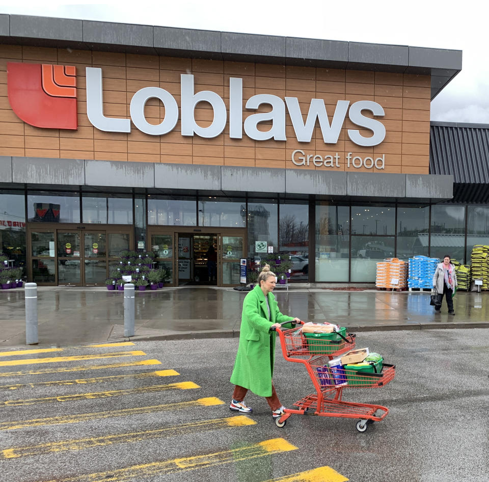 Shoppers are seen at the Loblaws store at Leslie and Lakeshore on May 3, 2023. (Richard Lautens/Toronto Star via Getty Images)
