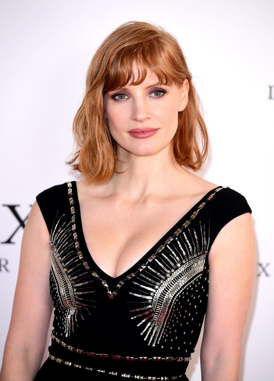 Jessica Chastain's Bangs and Messy Waves 