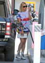 <p>Ashley Benson wore patriot colors ahead of Memorial Day weekend as she put gas in her car at a local station.</p>