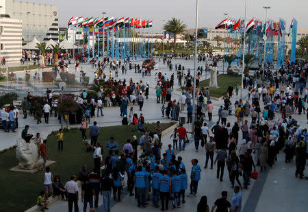 People are seen at the Damascus International Fair in Damascus, Syria August 20, 2017. REUTERS/Omar Sanadiki