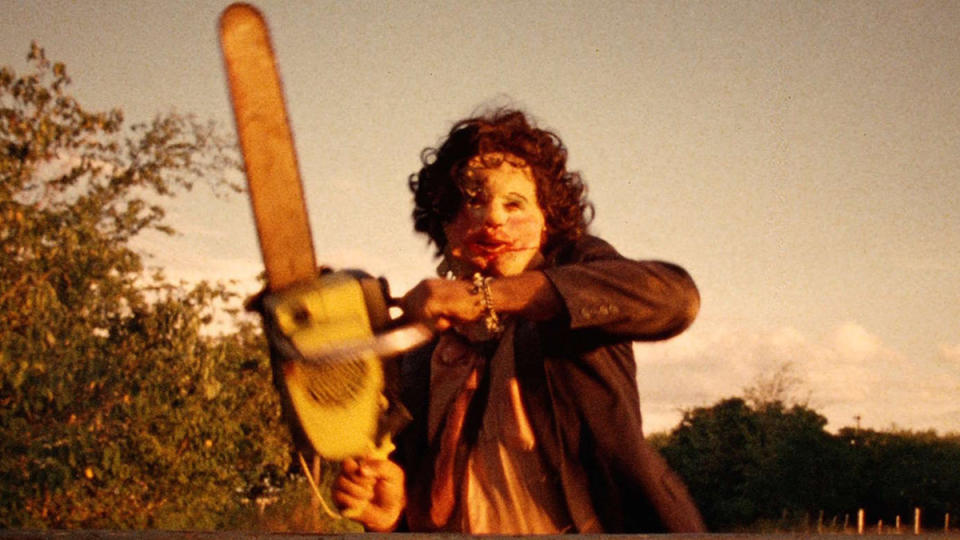 Gunnar Hansen as Leatherface in Tobe Hooper's 1974 horror classic 'The Texas Chainsaw Massacre'. 