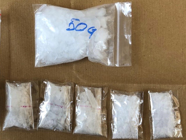 Packets of ‘Ice’ seized from a 43-year-old in the vicinity of Woodlands Street 13 (Photo: CNB)